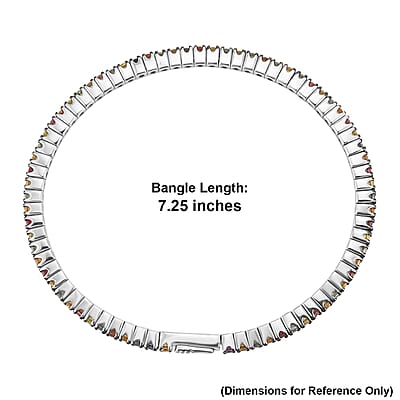 D'Joy Premium Multi Sapphire 5.50 ctw Bangle Bracelet in Rhodium Over Sterling Silver (7.25 In)