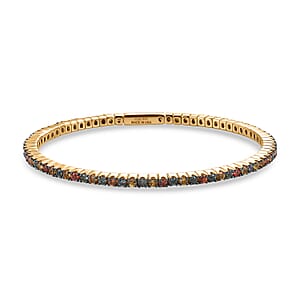 D'Joy Premium Multi Sapphire 5.50 ctw Bangle Bracelet in 18K Vermeil Yellow Gold Over Sterling Silver (7.25 In)