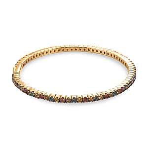D'Joy Premium Multi Sapphire 5.50 ctw Bangle Bracelet in 18K Vermeil Yellow Gold Over Sterling Silver (7.25 In)