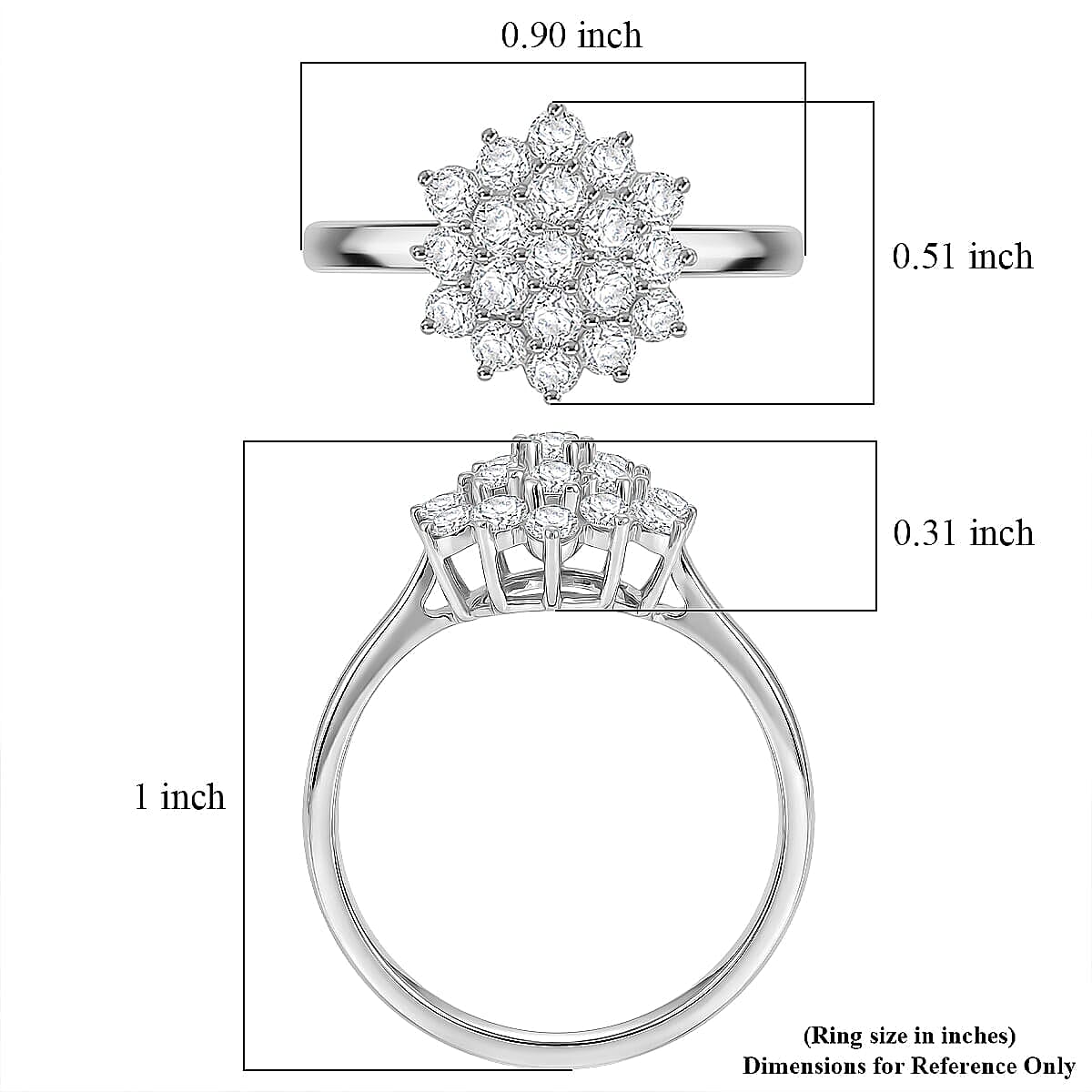 Certified & Appraised Luxoro Diamond I1-I2 1.00 ctw Ring in 10K White Gold (Size 6.0)