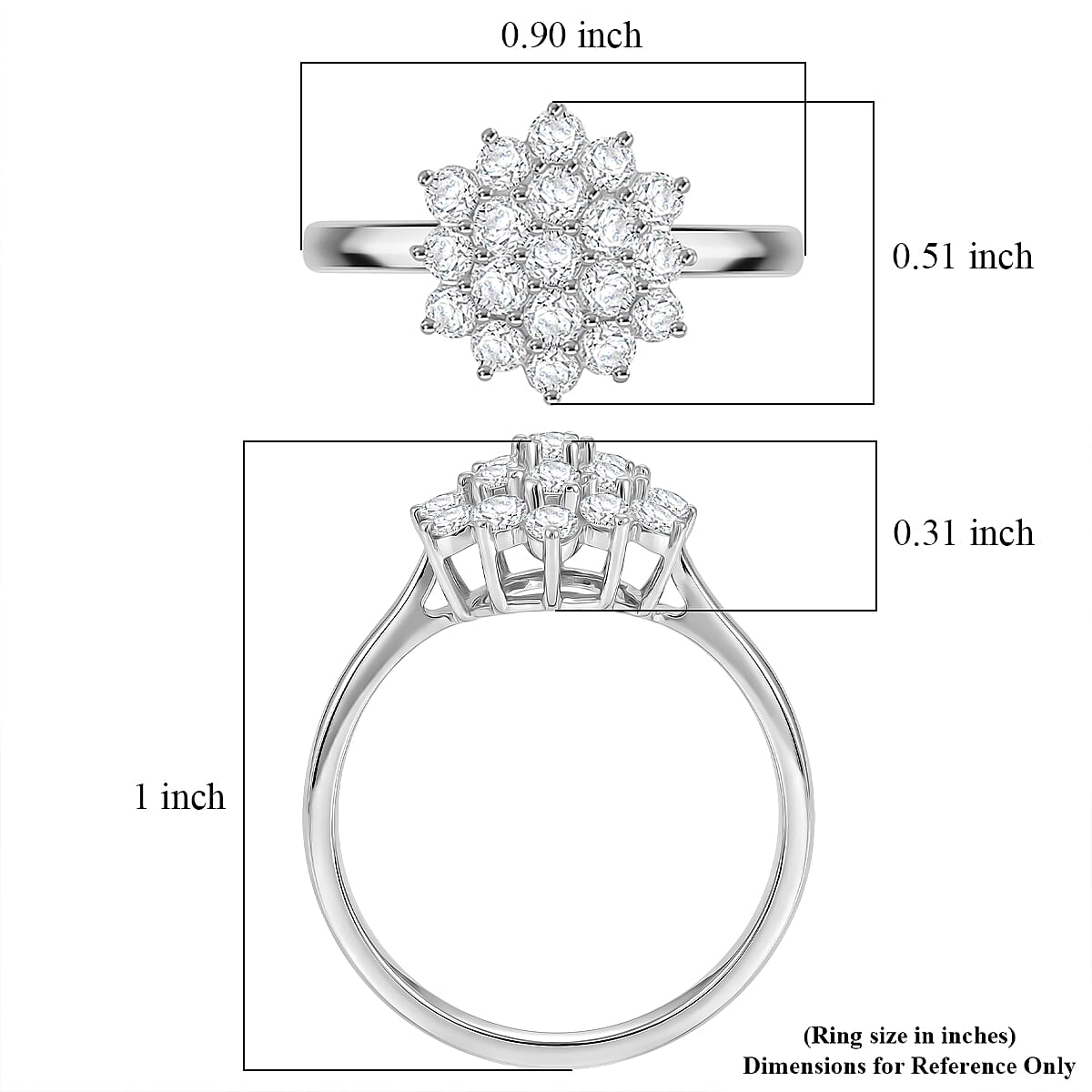 Luxoro 10K White Gold Diamond (I2) Ring (Size 8.0) 1.00 ctw image number 5