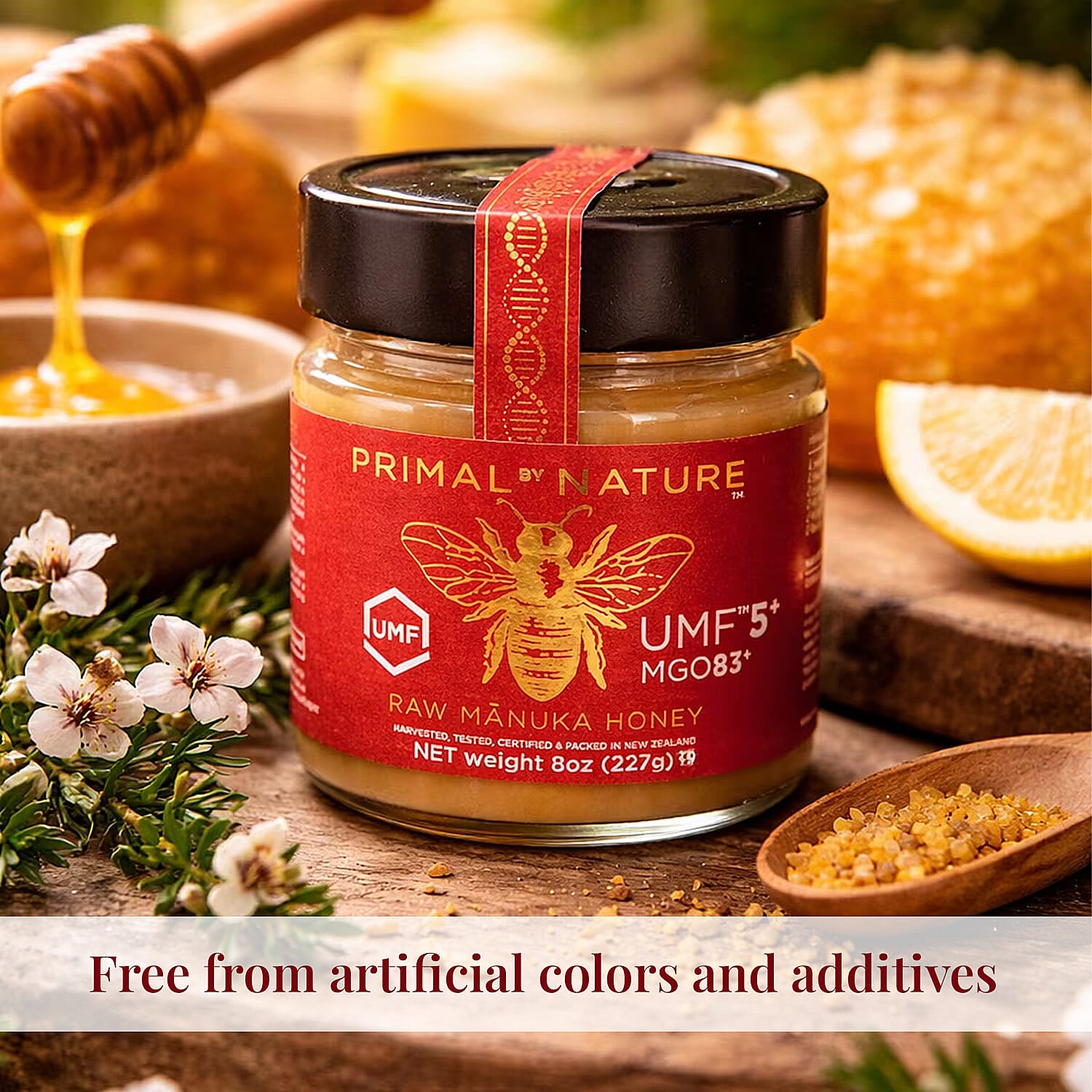 Primal By Nature UMF Raw Manuka Honey (8oz) Made in New Zealand