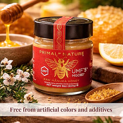 Primal By Nature UMF Raw Manuka Honey (8oz) Made in New Zealand