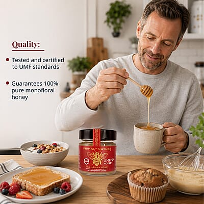 Primal By Nature UMF Raw Manuka Honey (8oz) Made in New Zealand
