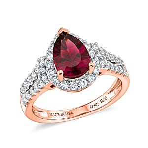 Certified & Appraised D'Joy Pink Garnet and Moissanite 2.25 ctw Ring in 18K Vermeil Rose Gold Over Sterling Silver (Size 10.0)