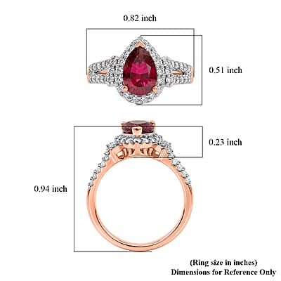 Certified and Appraised D'Joy Tanzanian Mahenge Garnet and Moissanite 2.25 ctw Ring in 18K Vermeil Rose Gold Over Sterling Silver (Size 7.0)