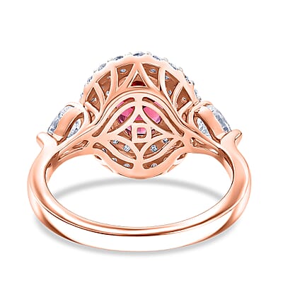 Certified and Appraised D'Joy Premium Tanzanian Mahenge Garnet and Moissanite 2.60 ctw Ring in 18K Vermeil Rose Gold Over Sterling Silver (Size 6.0)