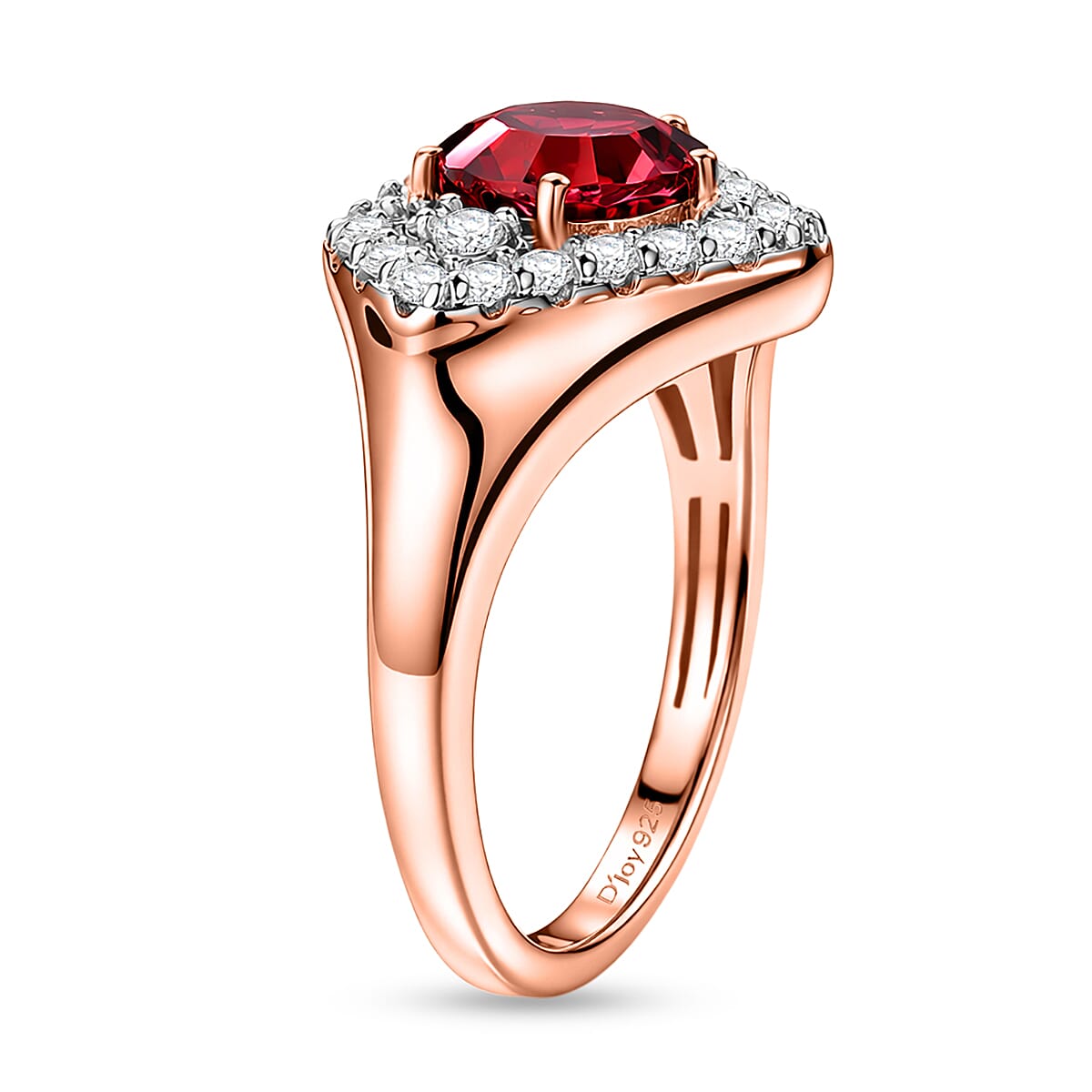 Certified and Appraised D'Joy Premium Tanzanian Mahenge Garnet and Moissanite 2.00 ctw Ring in 18K Vermeil Rose Gold Over Sterling Silver (Size 6.0)