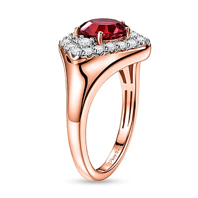 Certified and Appraised D'Joy Premium Tanzanian Mahenge Garnet and Moissanite 2.00 ctw Ring in 18K Vermeil Rose Gold Over Sterling Silver (Size 6.0)