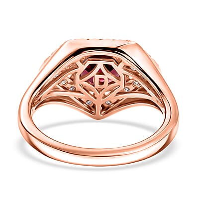 Certified and Appraised D'Joy Premium Tanzanian Mahenge Garnet and Moissanite 2.00 ctw Ring in 18K Vermeil Rose Gold Over Sterling Silver (Size 6.0)
