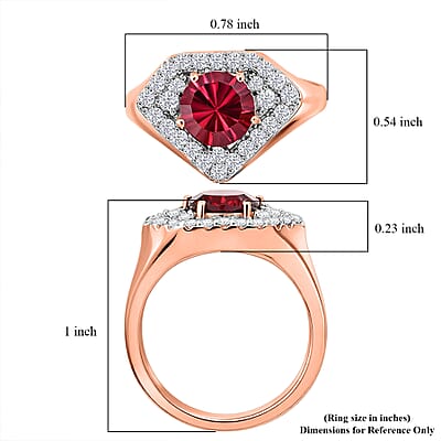Certified and Appraised D'Joy Premium Tanzanian Mahenge Garnet and Moissanite 2.00 ctw Ring in 18K Vermeil Rose Gold Over Sterling Silver (Size 6.0)