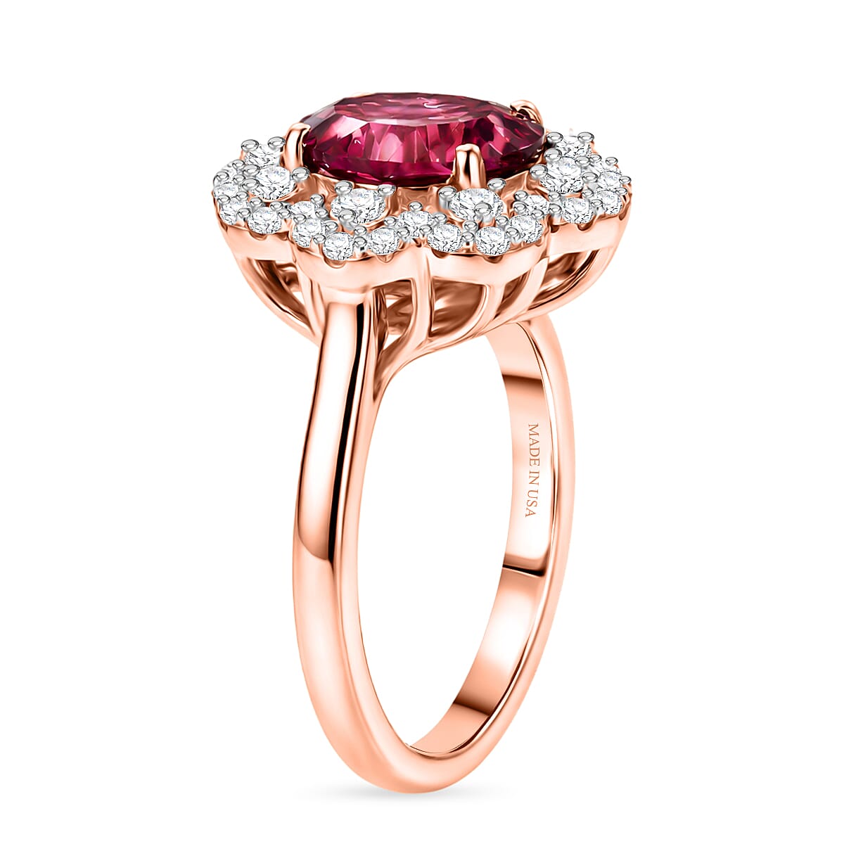 Certified & Appraised D'Joy Pink Garnet, Moissanite Ring in 18K Vermeil RG Over Sterling Silver (Size 10.0) 2.75 ctw image number 3