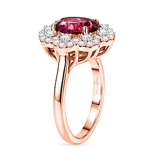 Certified & Appraised D'Joy Pink Garnet and Moissanite 2.75 ctw Ring in 18K Vermeil Rose Gold Over Sterling Silver (Size 10.0)