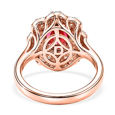 Certified and Appraised D'Joy Tanzanian Mahenge Garnet and Moissanite 2.75 ctw Ring in 18K Vermeil Rose Gold Over Sterling Silver (Size 10.0)