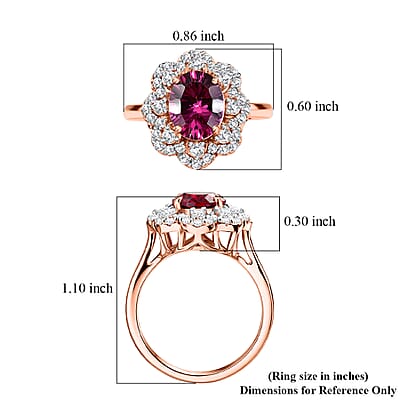 Certified and Appraised D'Joy Tanzanian Mahenge Garnet and Moissanite 2.75 ctw Ring in 18K Vermeil Rose Gold Over Sterling Silver (Size 10.0)