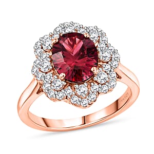 Certified & Appraised D'Joy Pink Garnet and Moissanite 2.75 ctw Ring in 18K Vermeil Rose Gold Over Sterling Silver (Size 6.0)