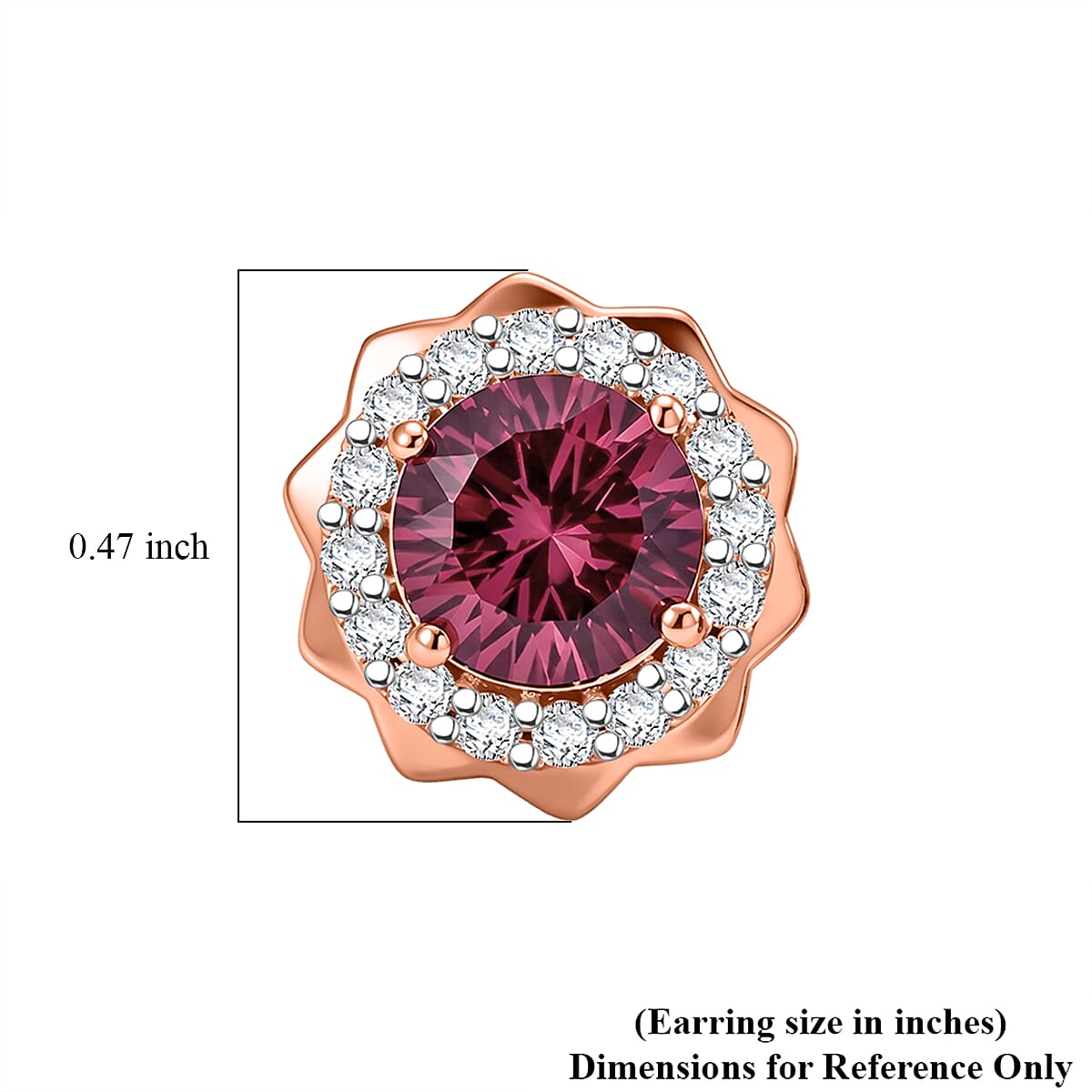 Certified and Appraised D'Joy Premium Tanzanian Mahenge Garnet and Moissanite 2.50 ctw Earrings in 18K Vermeil Rose Gold Over Sterling Silver