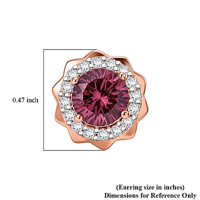 Certified and Appraised D'Joy Premium Tanzanian Mahenge Garnet and Moissanite 2.50 ctw Earrings in 18K Vermeil Rose Gold Over Sterling Silver