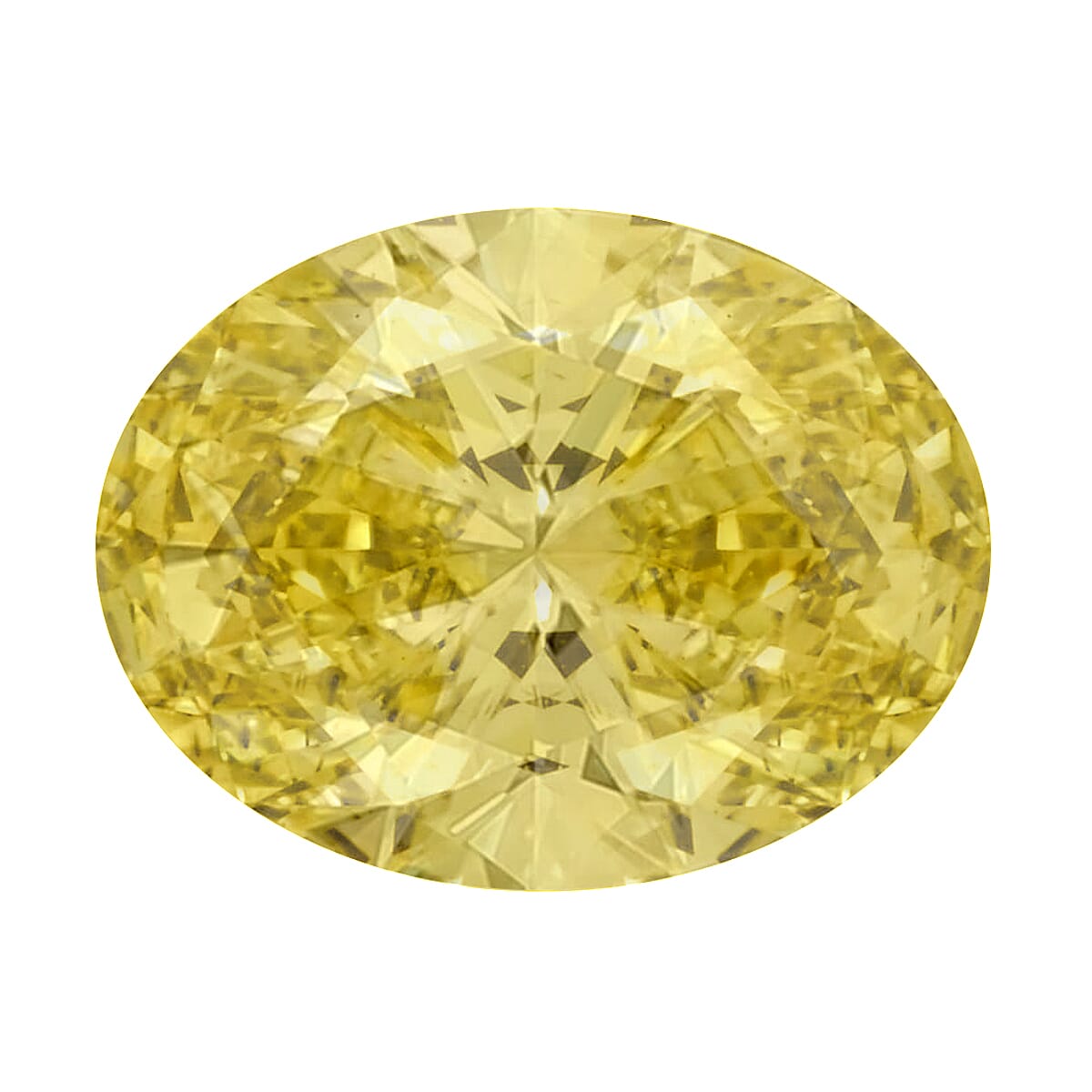 IGI Certified Luxuriant Lab Grown Yellow Diamond Fancy Oval Mix Faceted Cut VS2 2.00 ctw