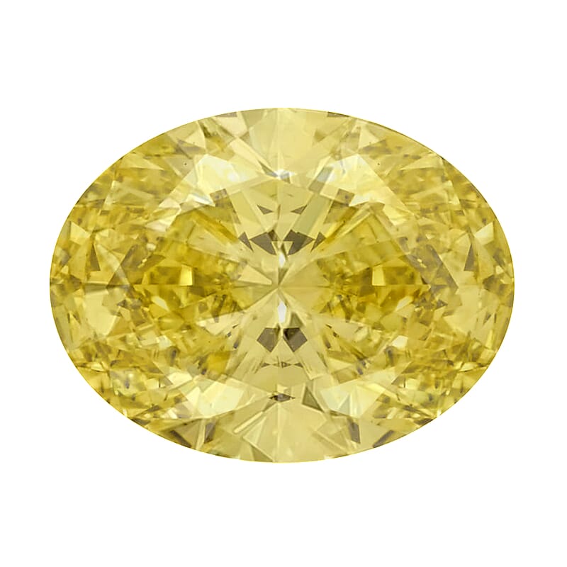 IGI Certified Luxuriant Lab Grown Yellow Diamond Fancy Oval Mix Faceted Cut VS2 2.00 ctw