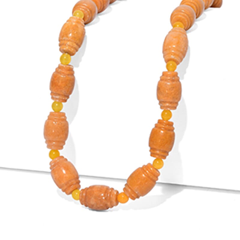 EverTrue Yellow Aventurine and Yellow Quartzite 285.00 ctw Beaded Necklace (18-20Inches) in ION Plated YG Stainless Steel