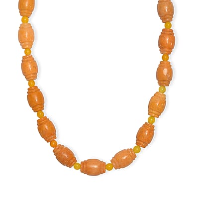 EverTrue Yellow Aventurine and Yellow Quartzite 285.00 ctw Beaded Necklace (18-20Inches) in ION Plated YG Stainless Steel