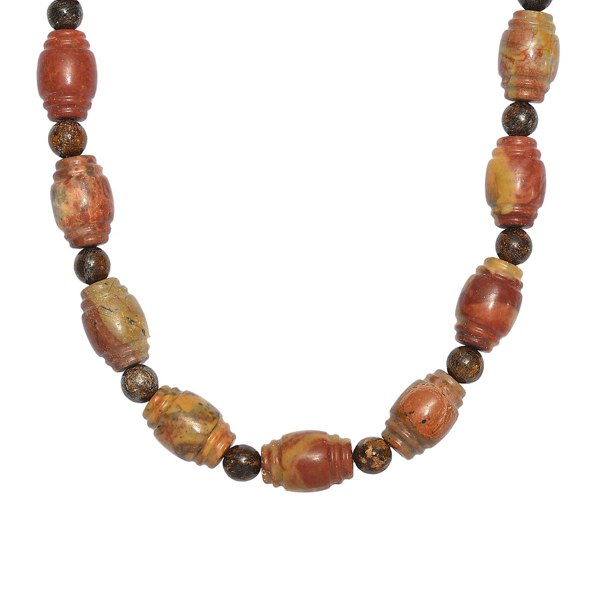EverTrue Artistic Jasper and Bronzite 285.00 ctw Beaded Necklace (18-20 Inches) in ION Plated YG Stainless Steel image number 3