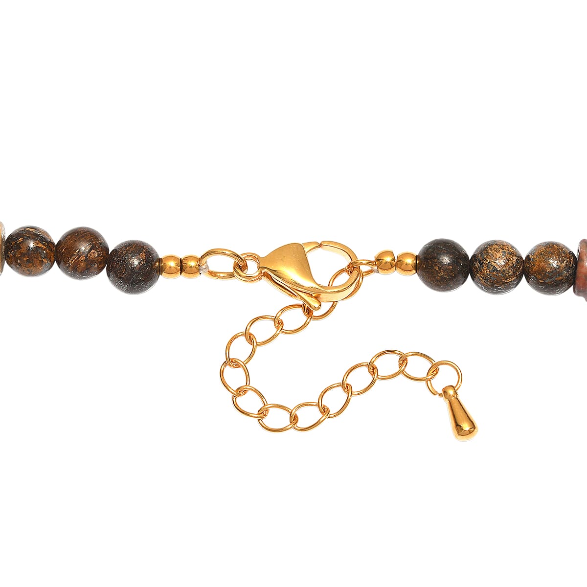 EverTrue Artistic Jasper and Bronzite 285.00 ctw Beaded Necklace (18-20 Inches) in ION Plated YG Stainless Steel image number 4