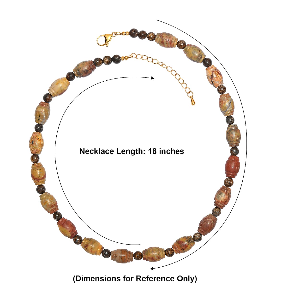 EverTrue Artistic Jasper and Bronzite 285.00 ctw Beaded Necklace (18-20 Inches) in ION Plated YG Stainless Steel image number 5