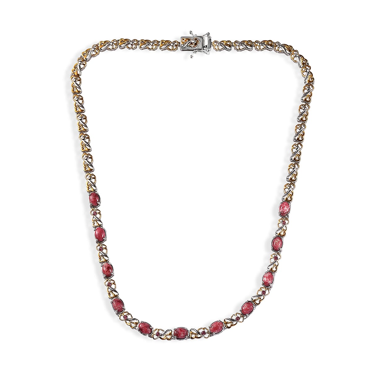 EverTrue Premium Norwegian Thulite and Orissa Rose Garnet 12.50 ctw Blush Bloom Vine Necklace in 18K YG Plated and Platinum Bond (18 Inches) image number 3