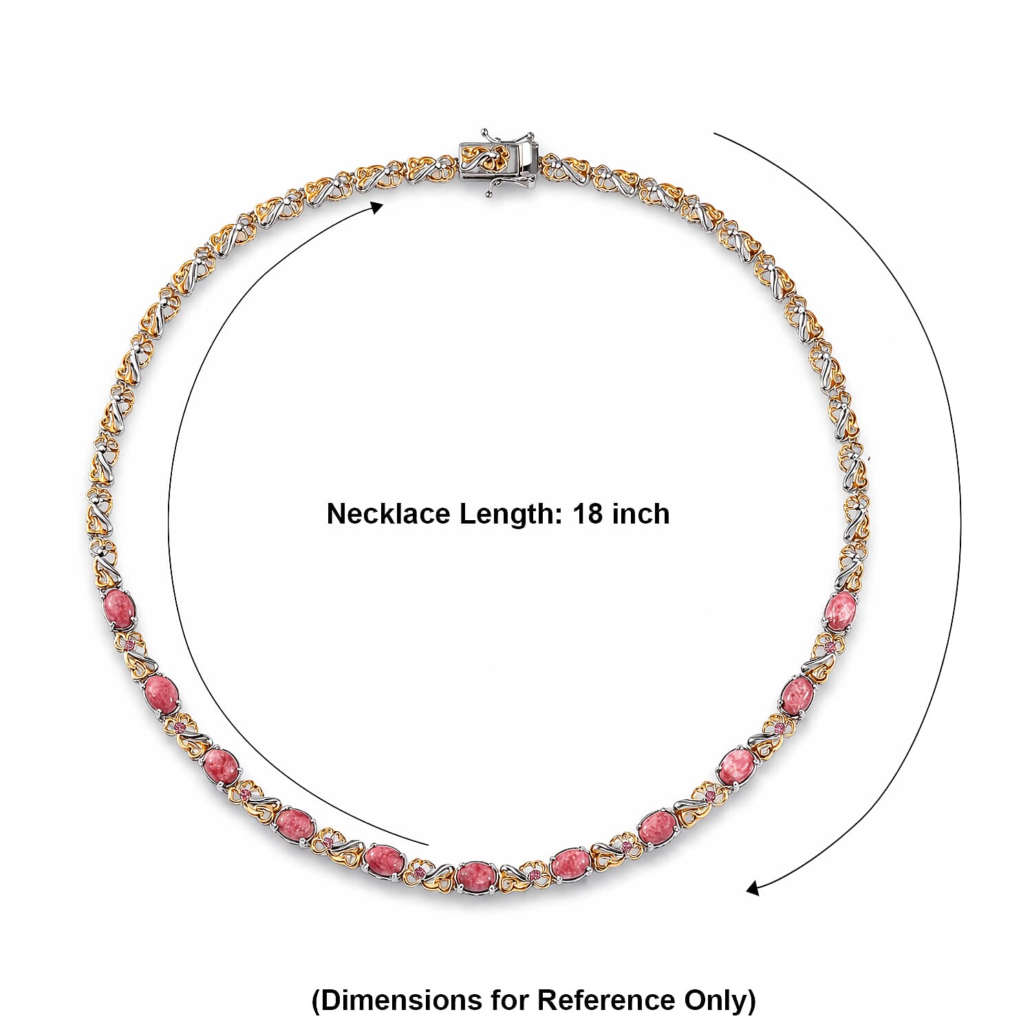 EverTrue Premium Norwegian Thulite and Orissa Rose Garnet 12.50 ctw Blush Bloom Vine Necklace in 18K YG Plated and Platinum Bond (18 Inches)