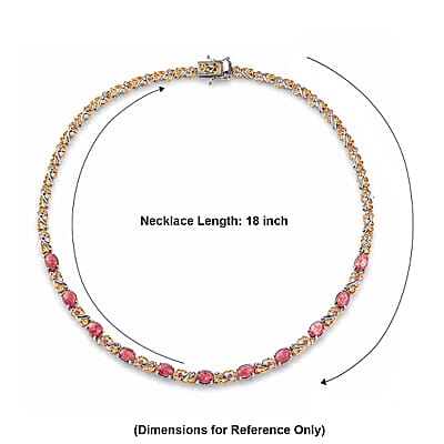 EverTrue Premium Norwegian Thulite and Orissa Rose Garnet 12.50 ctw Blush Bloom Vine Necklace in 18K YG Plated and Platinum Bond (18 Inches)