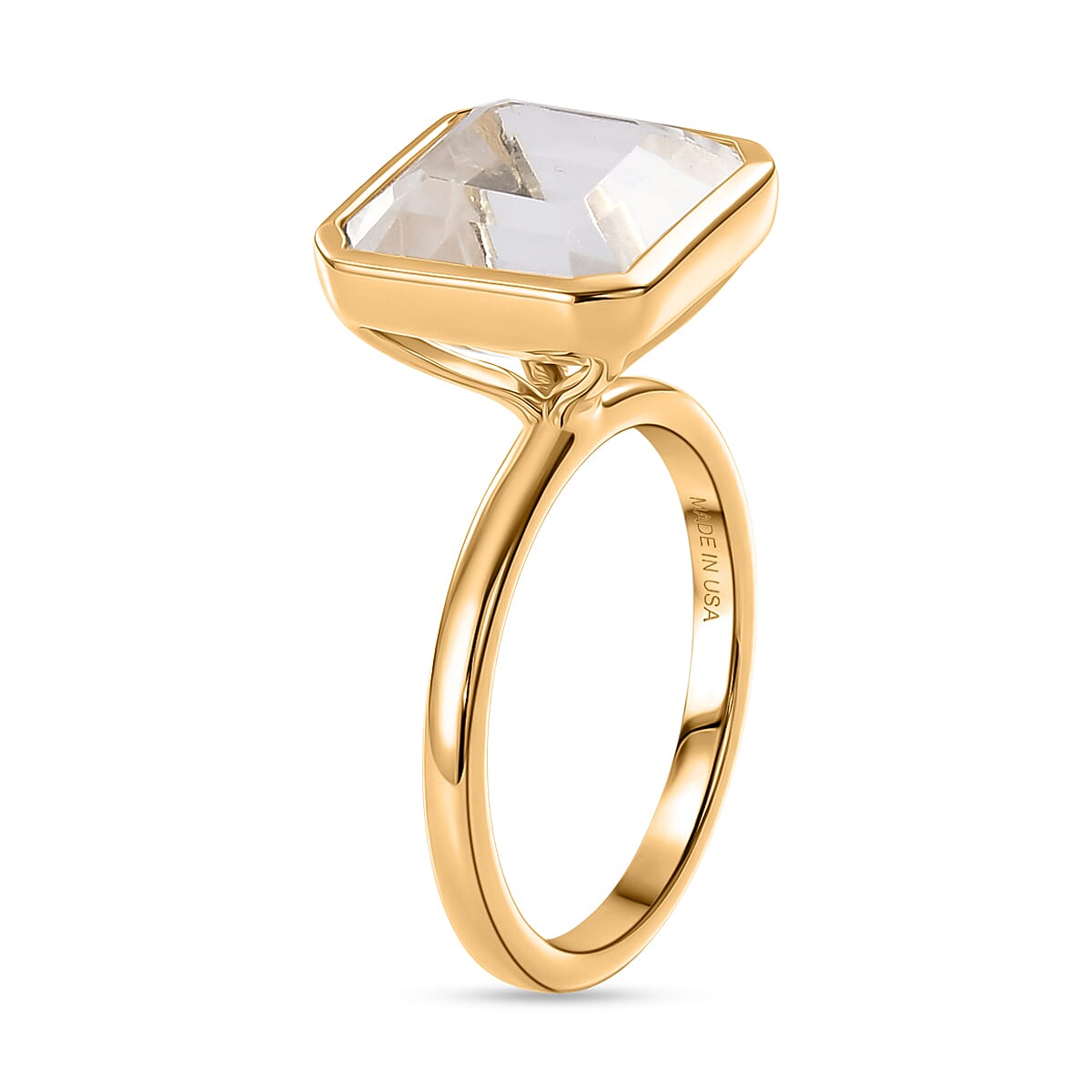 D'Joy Premium Asscher Cut White Topaz 8.00 ctw Ring in 18K Vermeil Yellow Gold Over Sterling Silver (Size 10.0) image number 3