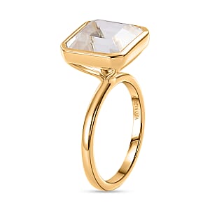 D'Joy Premium Asscher Cut White Topaz 8.00 ctw Ring in 18K Vermeil Yellow Gold Over Sterling Silver (Size 10.0)