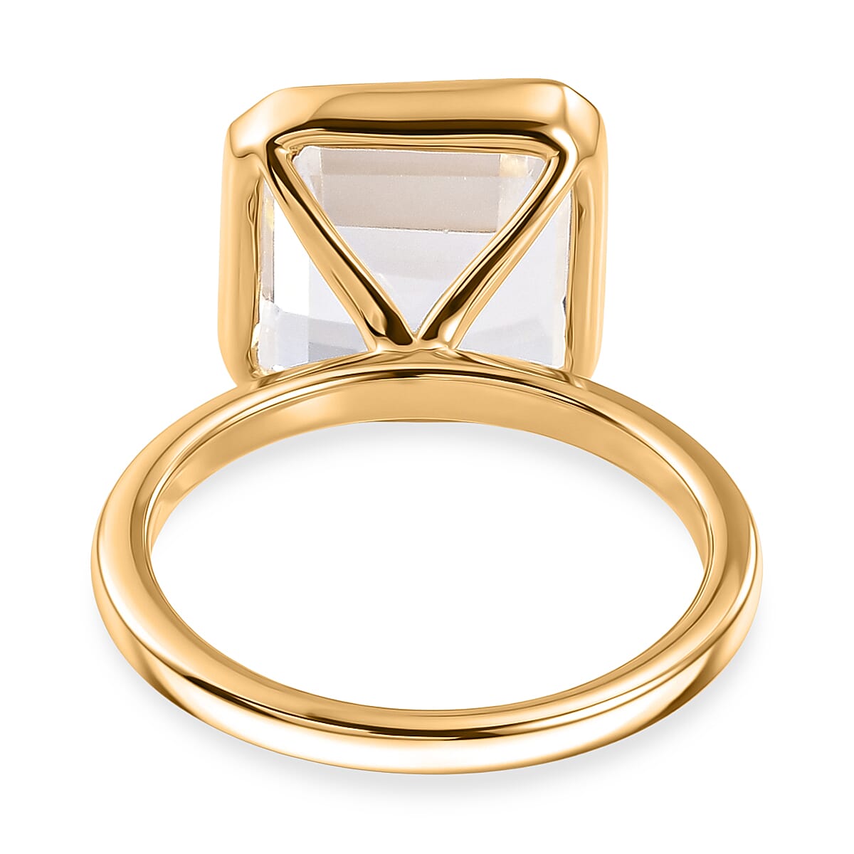 D'Joy Premium Asscher Cut White Topaz 8.00 ctw Imperial Octagon Ring in 18K Vermeil Yellow Gold Over Sterling Silver (Size 10.0)
