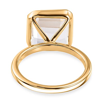 D'Joy Premium Asscher Cut White Topaz 8.00 ctw Imperial Octagon Ring in 18K Vermeil Yellow Gold Over Sterling Silver (Size 10.0)