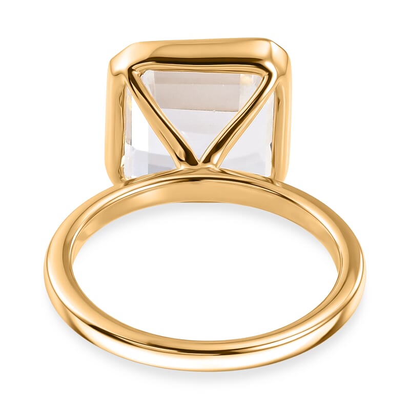 D'Joy Premium Asscher Cut White Topaz 8.00 ctw Imperial Octagon Ring in 18K Vermeil Yellow Gold Over Sterling Silver (Size 10.0)
