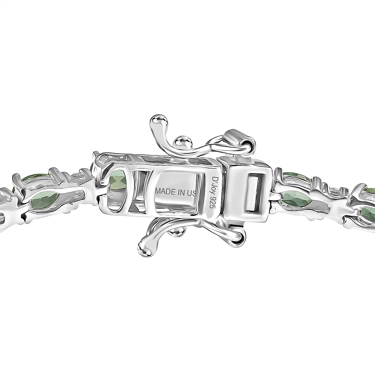D'Joy Premium Natural Green Apatite and White Zircon 6.50 ctw Tennis Bracelet in Rhodium Over Sterling Silver (7.25 In) image number 3