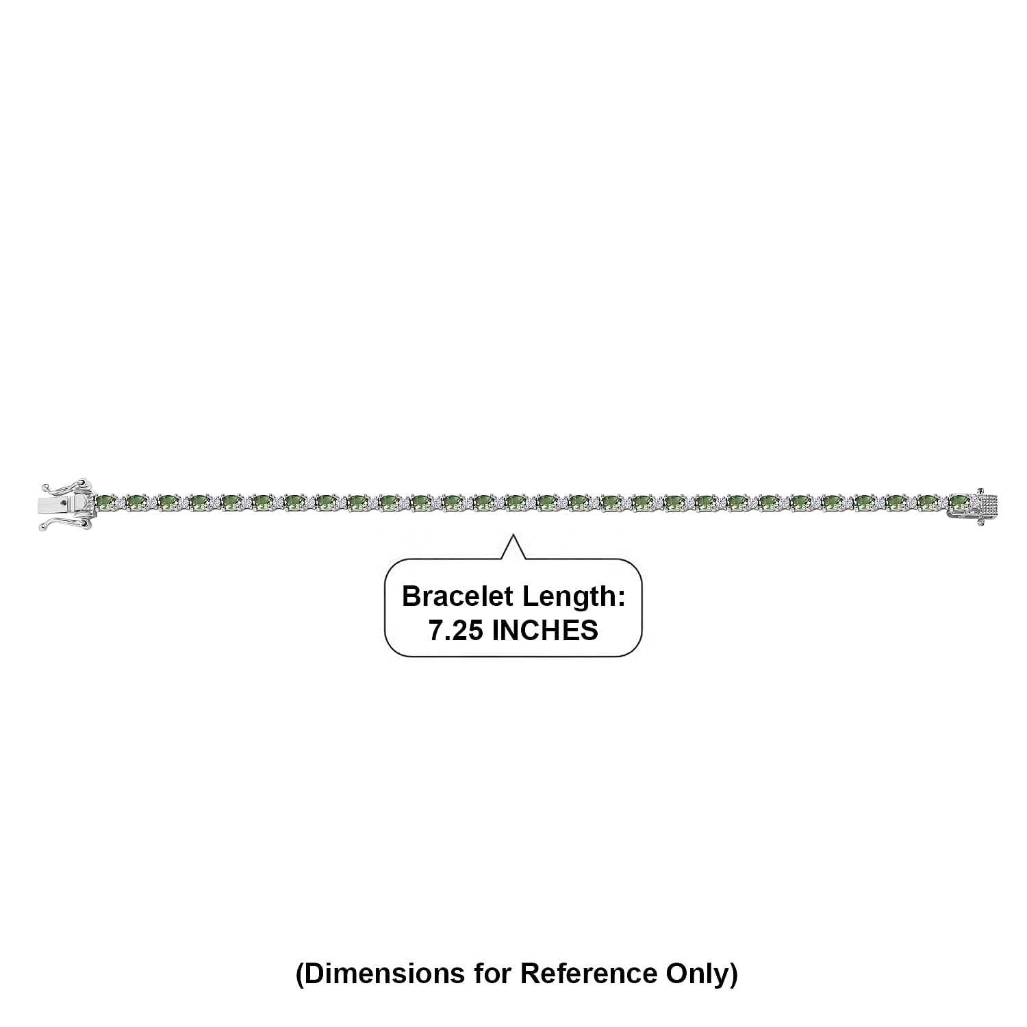 D'Joy Premium Natural Green Apatite and White Zircon 6.50 ctw Tennis Bracelet in Rhodium Over Sterling Silver (7.25 In)