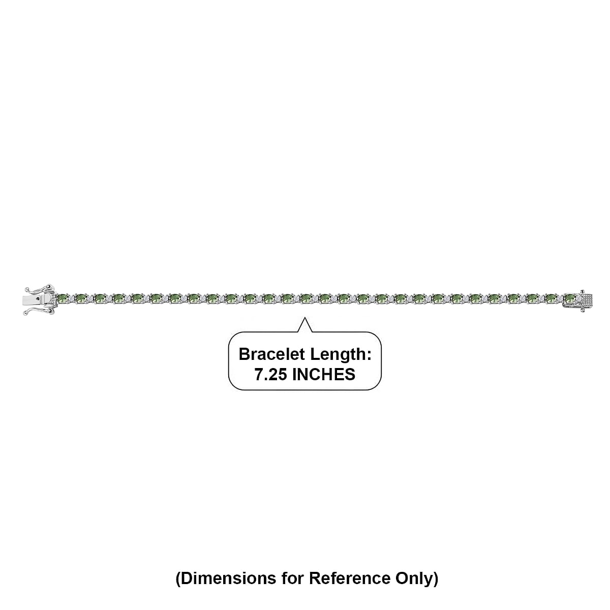 D'Joy Premium Natural Green Apatite and White Zircon 6.50 ctw Tennis Bracelet in Rhodium Over Sterling Silver (7.25 In) image number 4