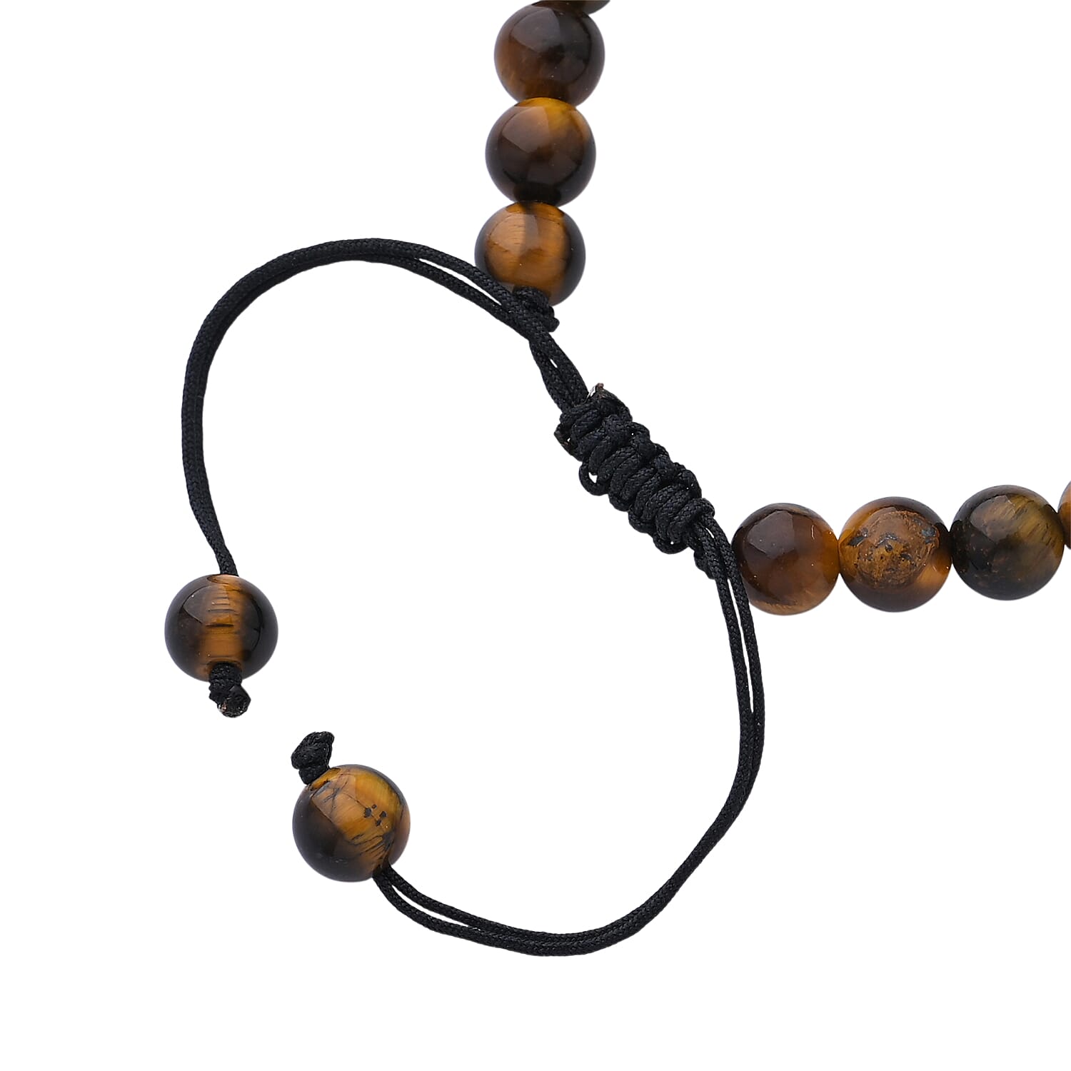 Yellow Tiger's Eye 65.00 ctw Beaded Bracelet in Silvertone (6-8.5In)