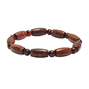 Red Jasper and Red Tiger Eye 95.00 ctw Beaded Stretch Bracelet