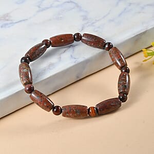 Red Jasper and Red Tiger Eye 95.00 ctw Beaded Stretch Bracelet