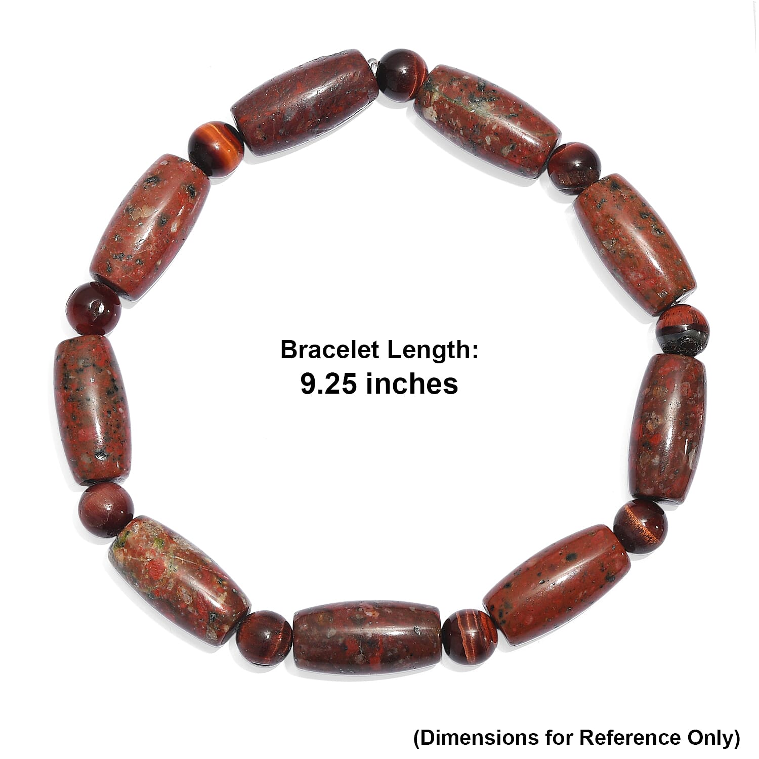 Red Jasper and Red Tiger Eye 95.00 ctw Beaded Stretch Bracelet