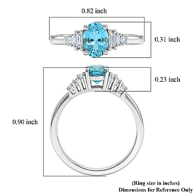D'Joy Cambodian Blue Zircon and Moissanite 1.50 ctw Royal Twilight Ring in Rhodium Over Sterling Silver (Size 7.0)