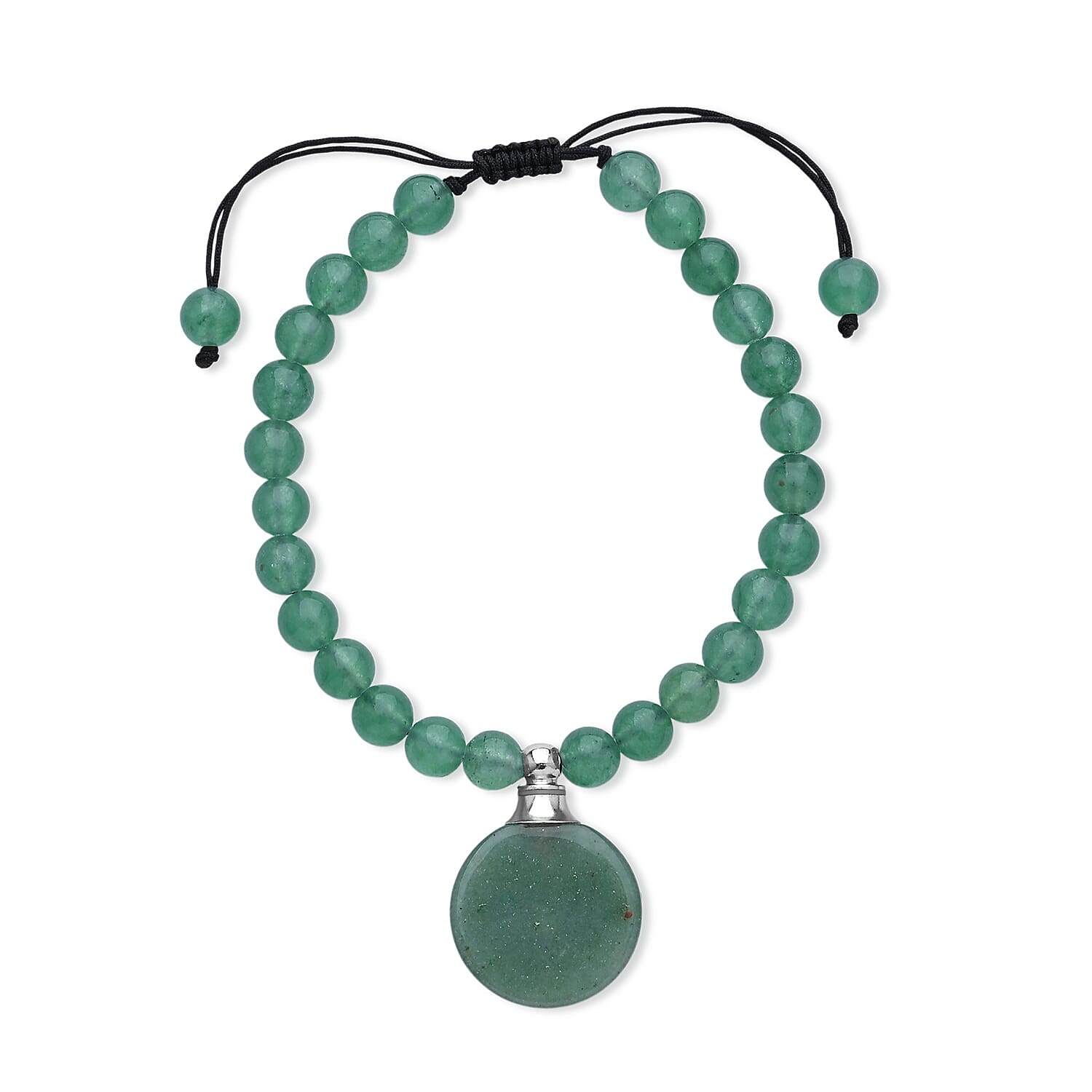 Green Aventurine 65.00 ctw Beaded Bracelet in Silvertone (6-8.5In)