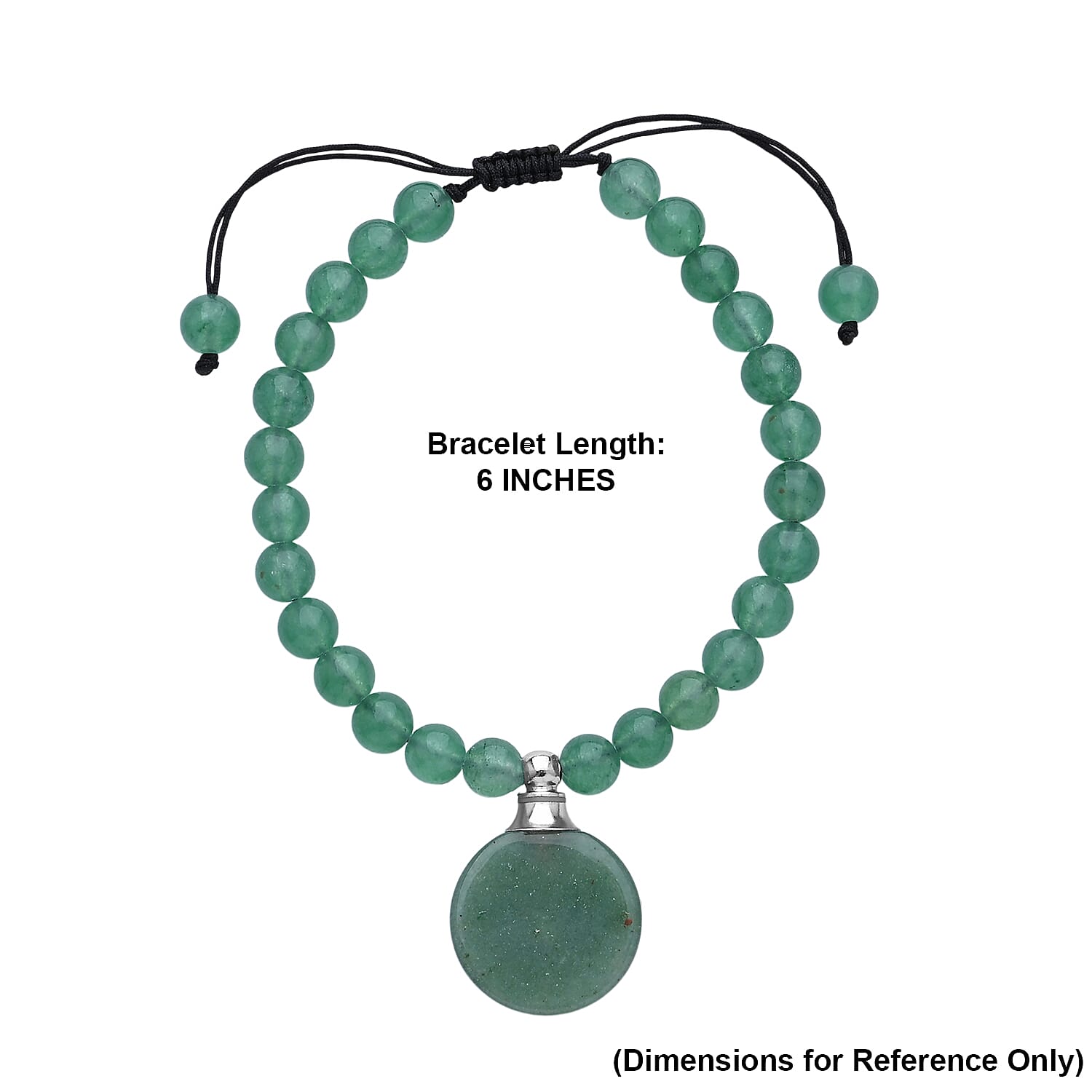 Green Aventurine 65.00 ctw Beaded Bracelet in Silvertone (6-8.5In)
