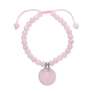 Galilea Rose Quartz 65.00 ctw Beaded Bracelet in Silvertone (6-8.5In)