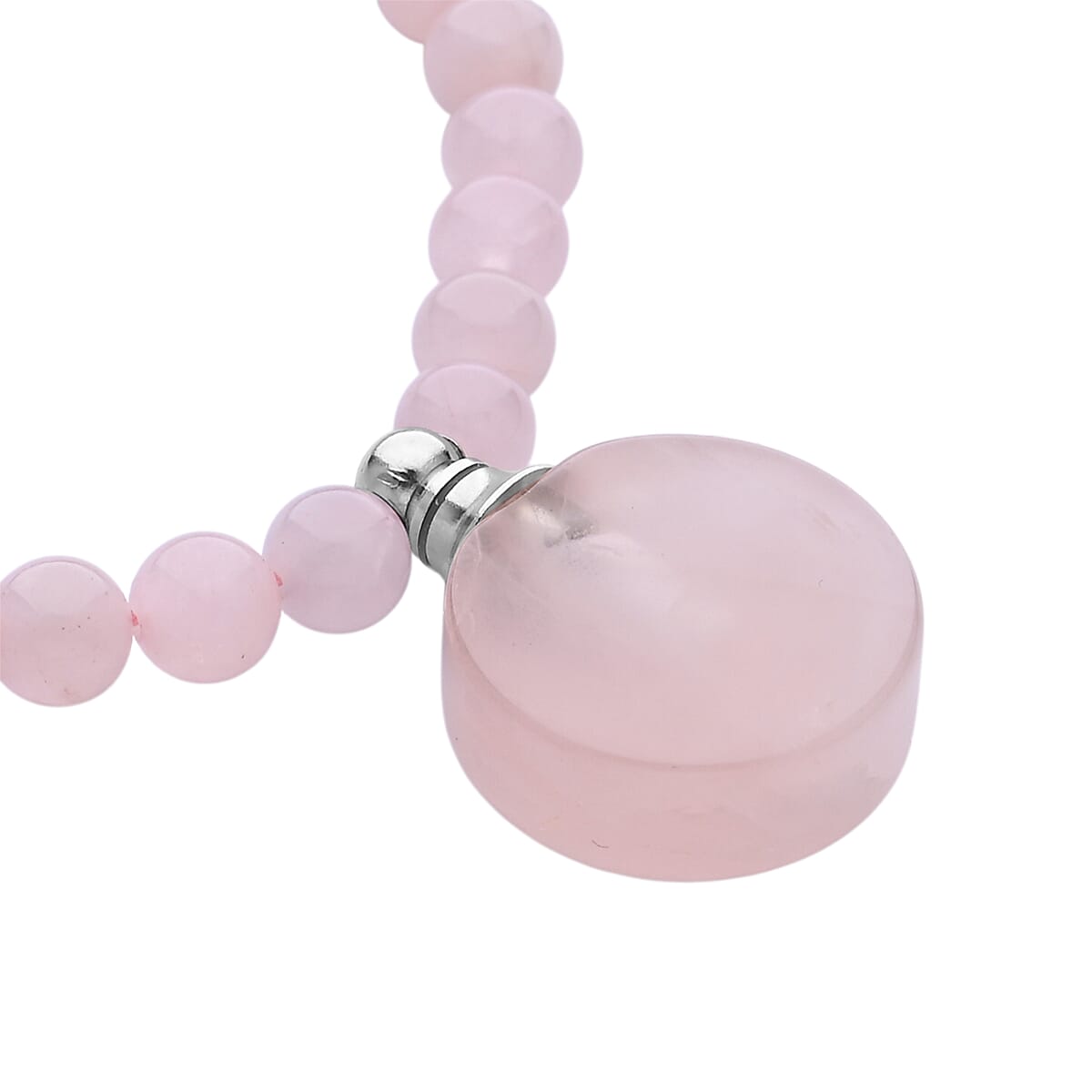 Galilea Rose Quartz 65.00 ctw Beaded Bracelet in Silvertone (6-8.5In) image number 4