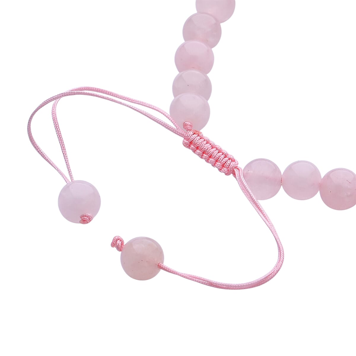 Galilea Rose Quartz 65.00 ctw Beaded Bracelet in Silvertone (6-8.5In) image number 5